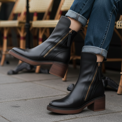 Candela | Botas de cuero con tacón cuadrado