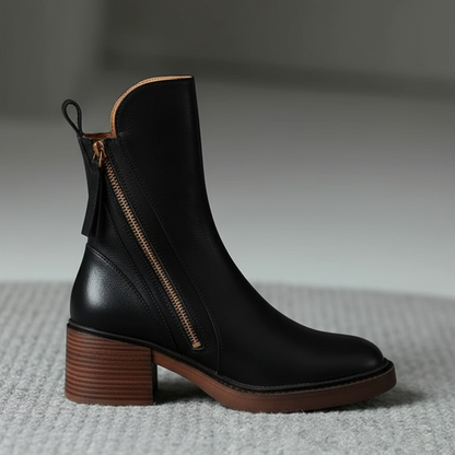 Candela | Botas de cuero con tacón cuadrado
