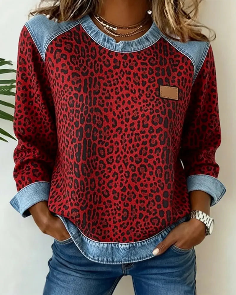 Macarena | Jersey de punto con patchwork de leopardo