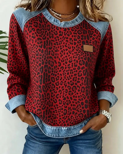 Macarena | Jersey de punto con patchwork de leopardo