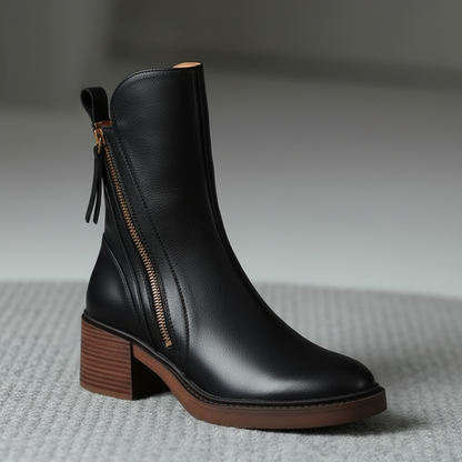 Candela | Botas de cuero con tacón cuadrado