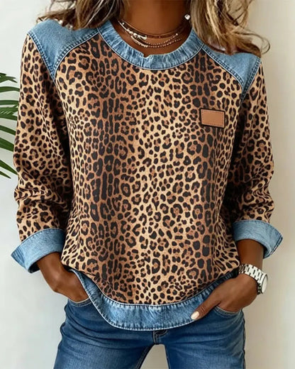 Macarena | Jersey de punto con patchwork de leopardo