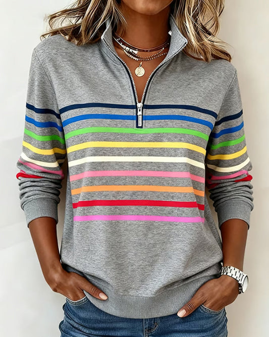 Marisol | Jersey de rayas con cuello alto y cremallera