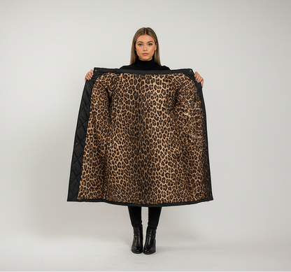 Celia | Abrigo acolchado con forro de leopardo