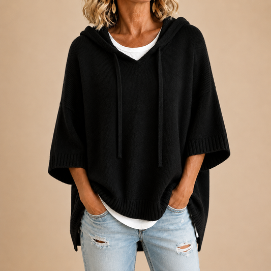 Paloma | Poncho de punto con capucha