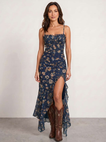 Vestido floral con abertura lateral