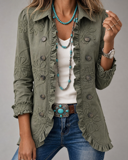 Chaqueta con bordados de estilo Boho