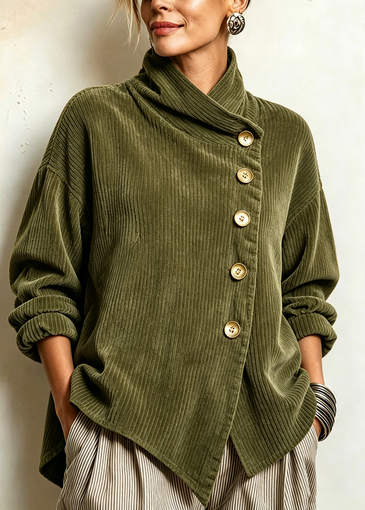 Silvia – Chaqueta oversize con cuello envolvente y botones