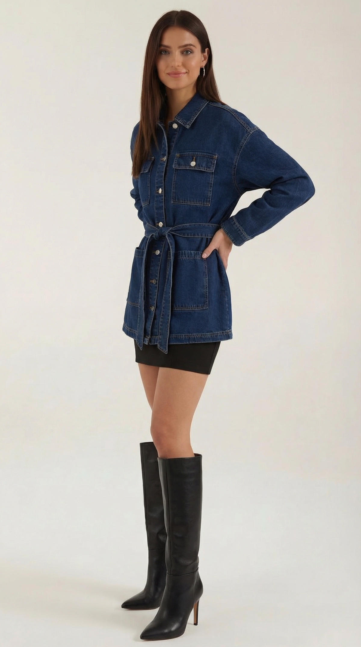 Alicia | Chaqueta vaquera con cinturón ajustable