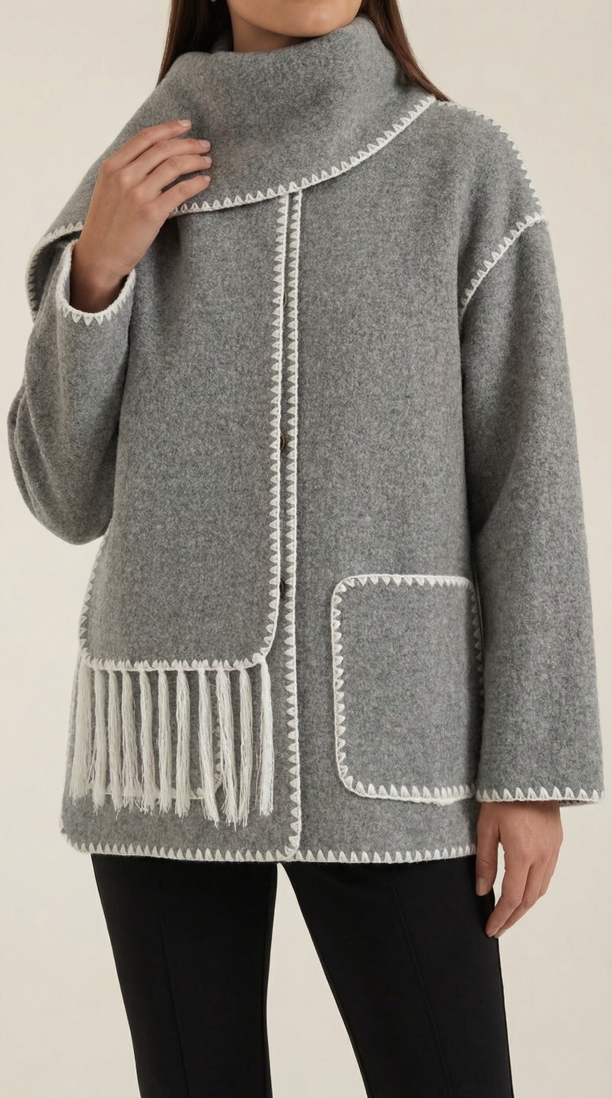 Catalina | Chaqueta con bufanda a contraste