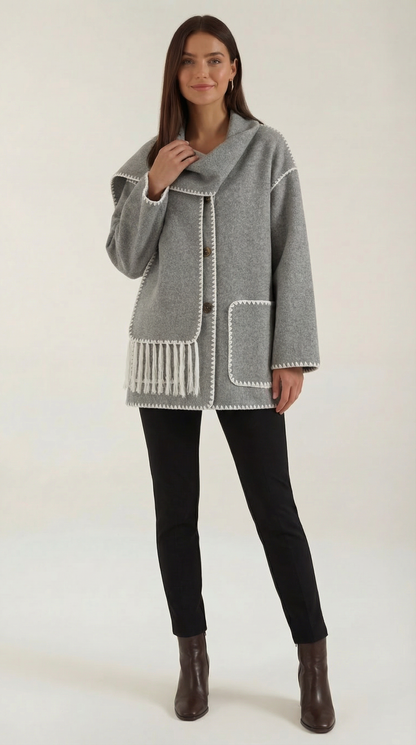 Catalina | Chaqueta con bufanda a contraste
