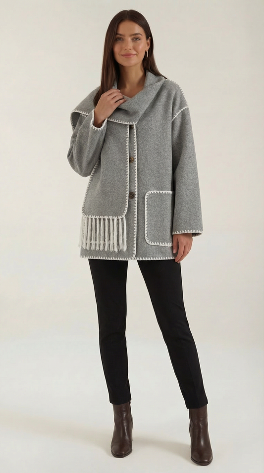 Catalina | Chaqueta con bufanda a contraste