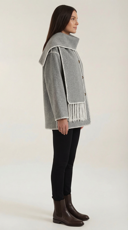 Catalina | Chaqueta con bufanda a contraste