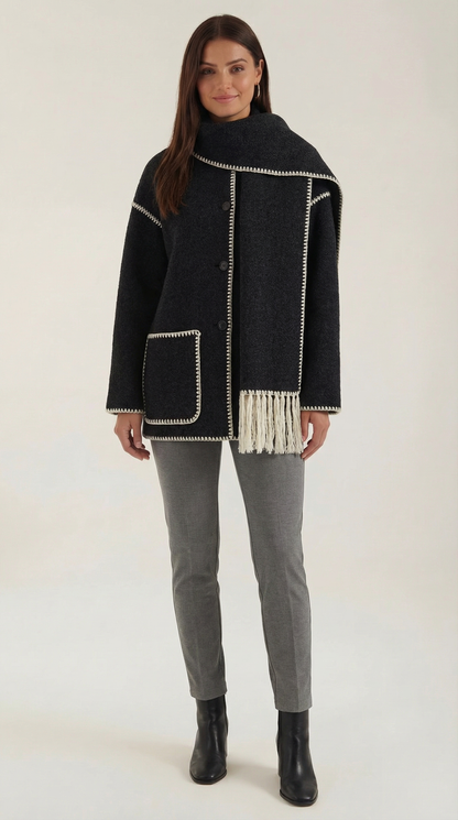 Catalina | Chaqueta con bufanda a contraste