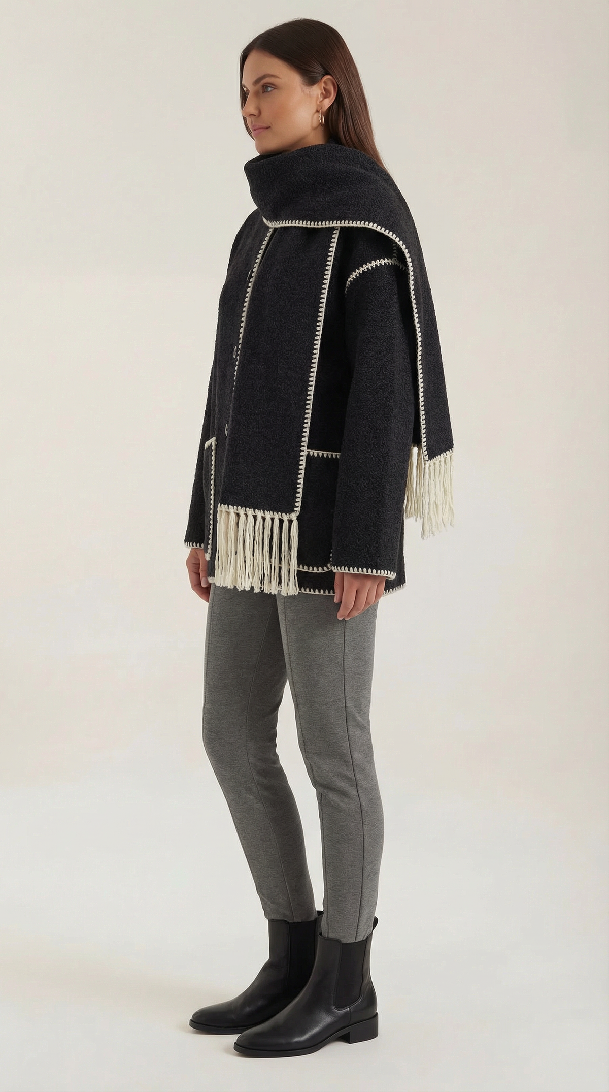 Catalina | Chaqueta con bufanda a contraste