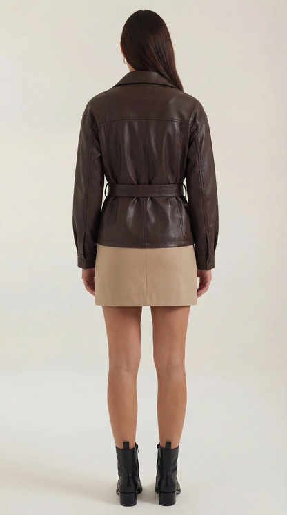 Cristina | Chaqueta de polipiel con cinturón