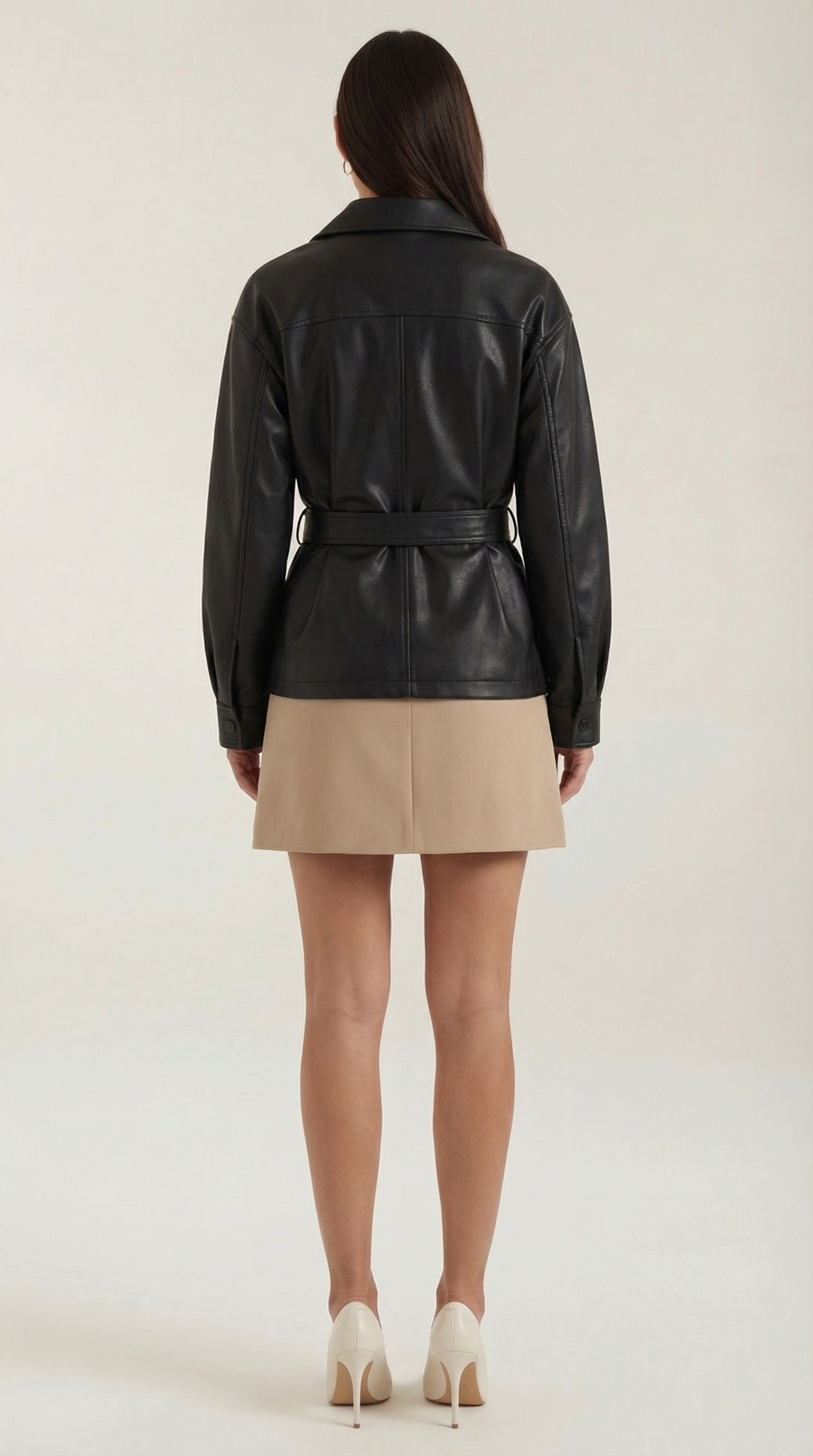Cristina | Chaqueta de polipiel con cinturón