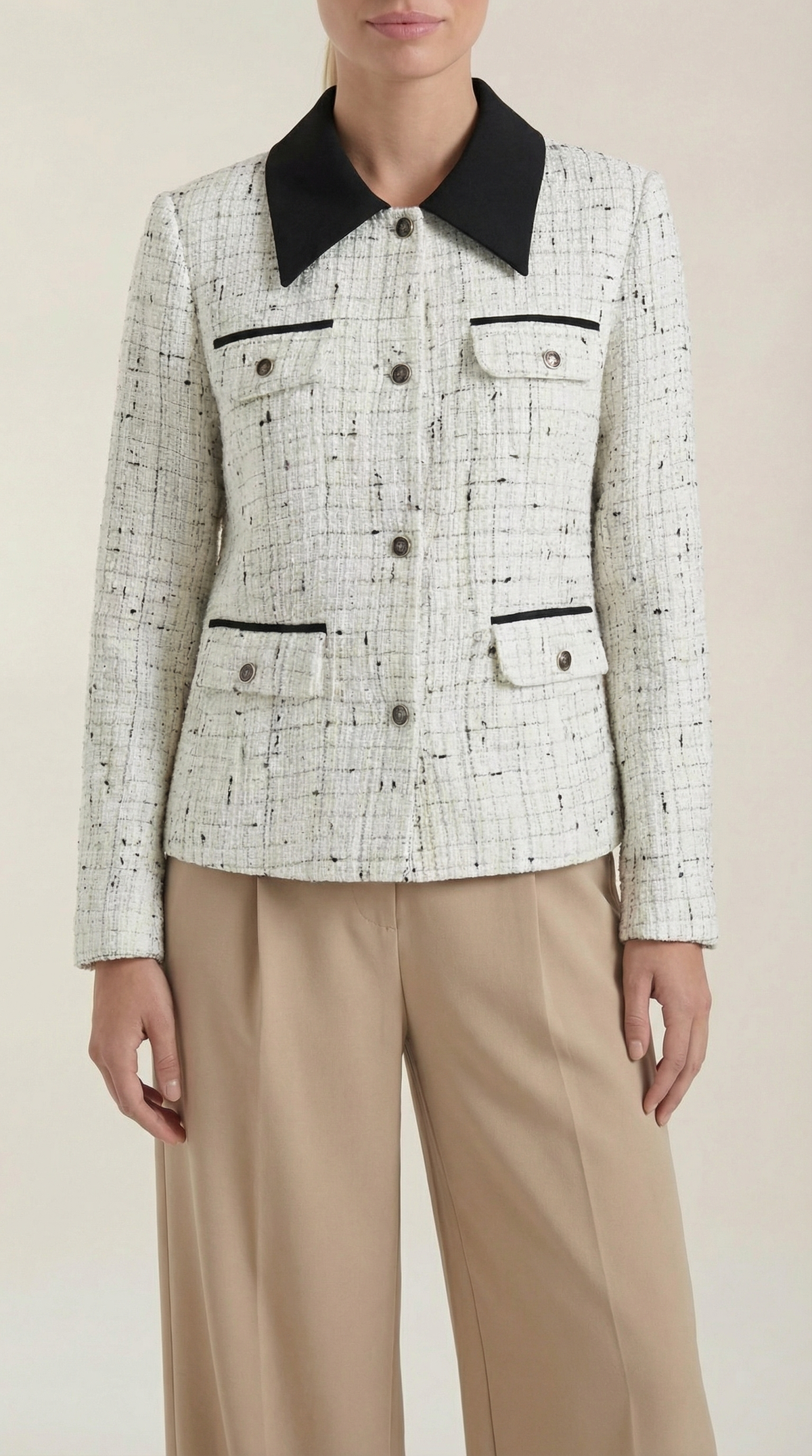 Eva | Chaqueta de tweed con cuello a contraste