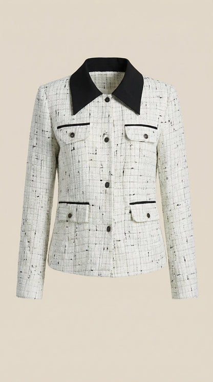 Eva | Chaqueta de tweed con cuello a contraste