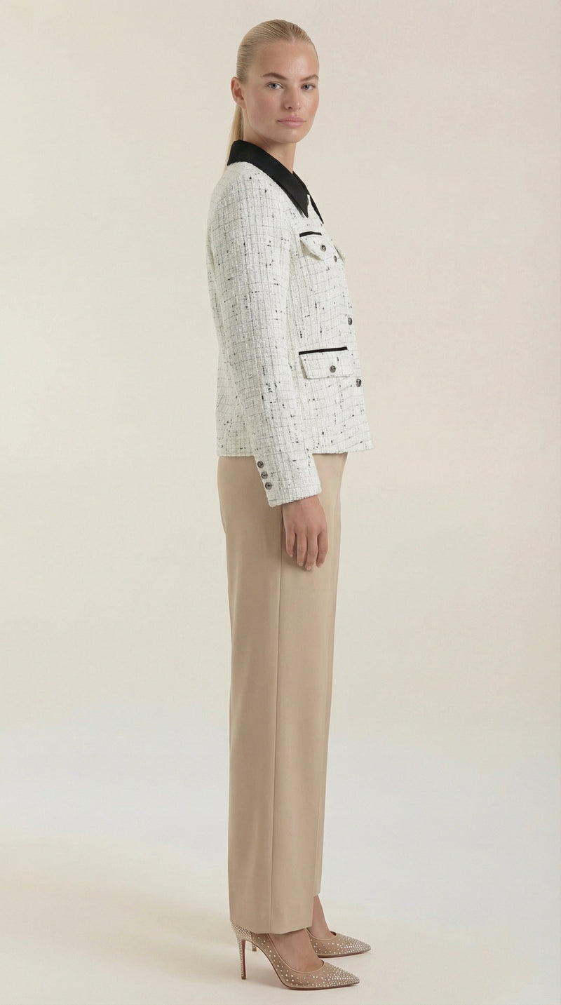 Eva | Chaqueta de tweed con cuello a contraste