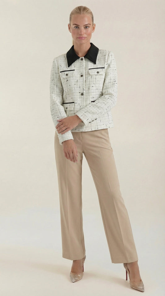 Eva | Chaqueta de tweed con cuello a contraste
